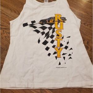 retro mens rusty race car tank